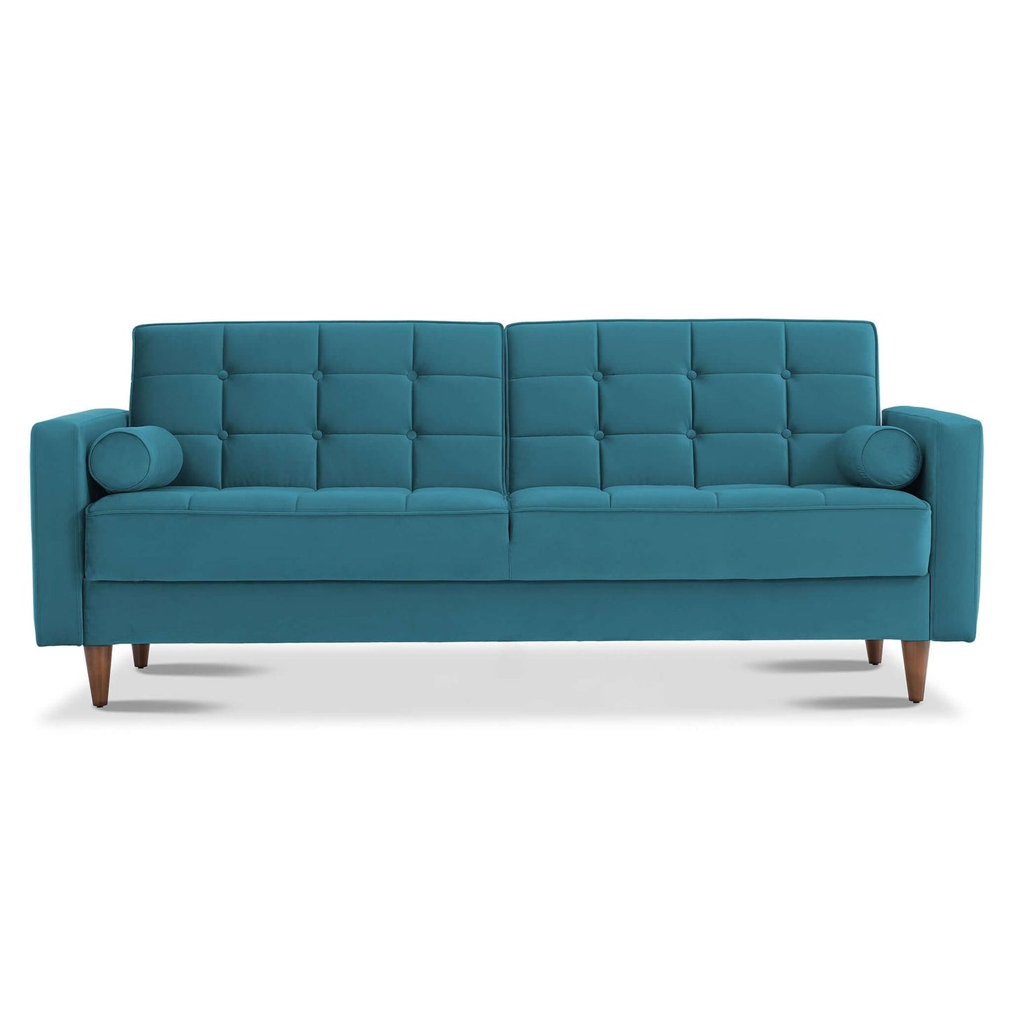 Baneton Mid-Century Modern Teal Velvet Sleeper Sofa