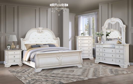 Antique White Panel Bedroom Set  B3020