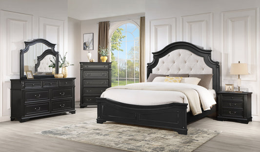 B6020 Antique Black Panel Bedroom Set