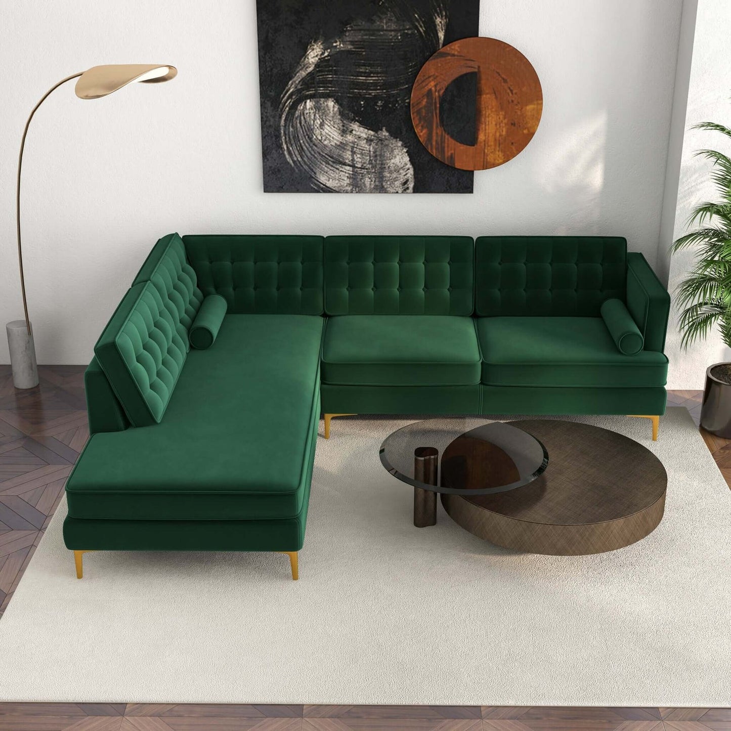 Brooke 101" Green Mid-Century Modern Sectional