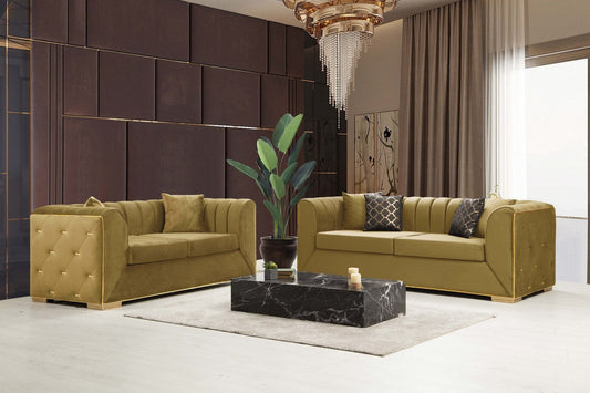 Armony Gold Velvet Sofa & Loveseat