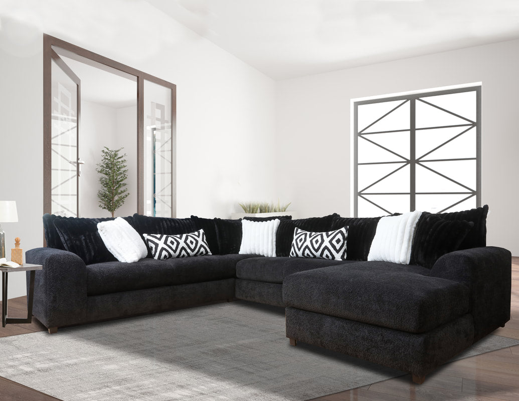 Venus Black Fabric OVERSIZED Sectional 938