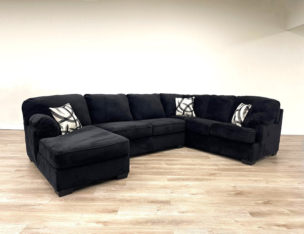 Brentwood 138" Black Fabric Sectional