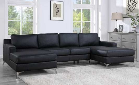 Candace 122" Black Double Chaise Sectional