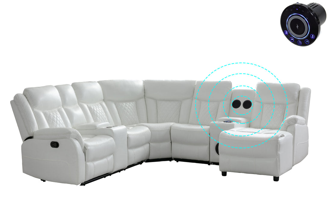 Champion White (LED/BLUETOOTH SPEAKERS) Reclining Sectional