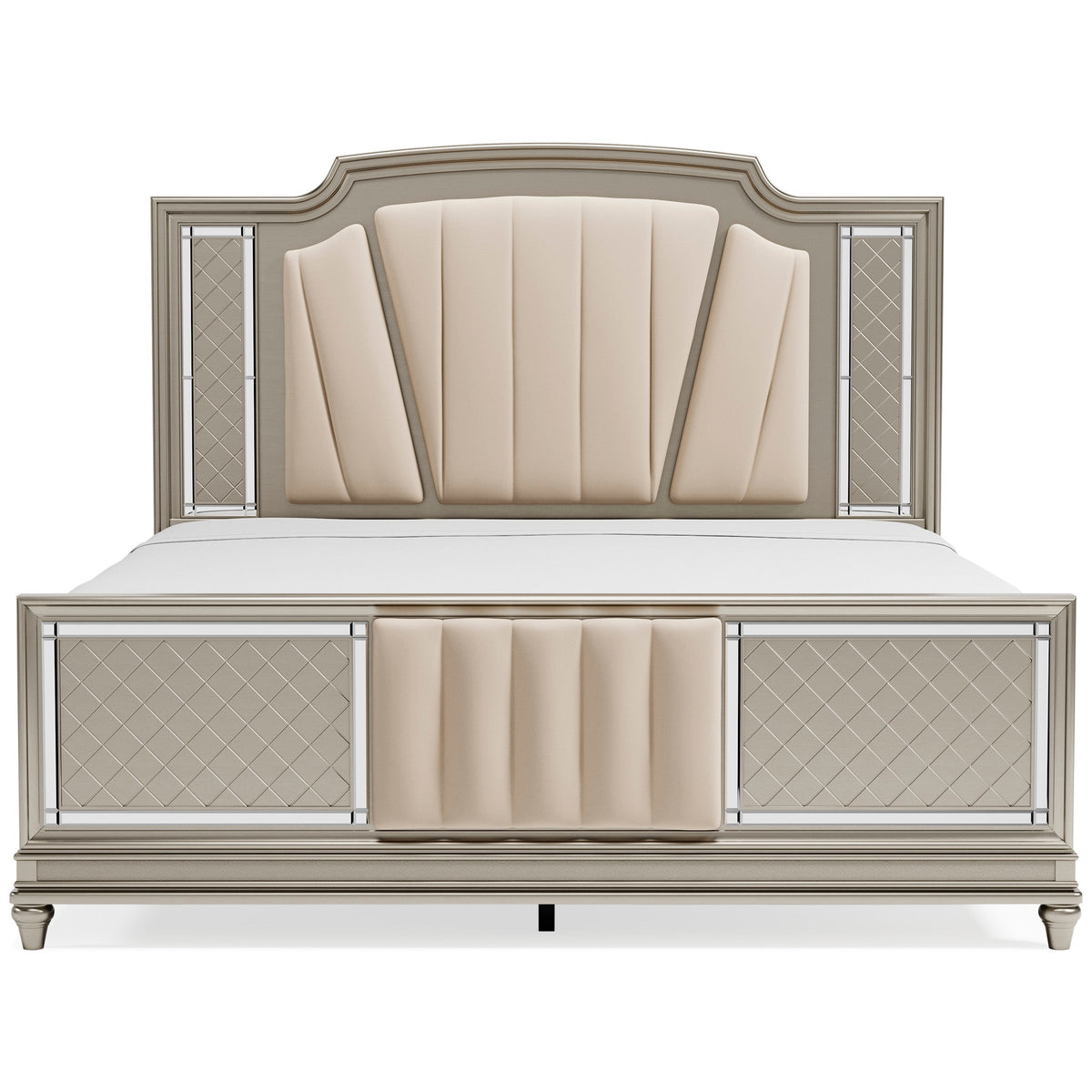 Chevanna Platinum LED Upholstered Panel Bedroom Set B744