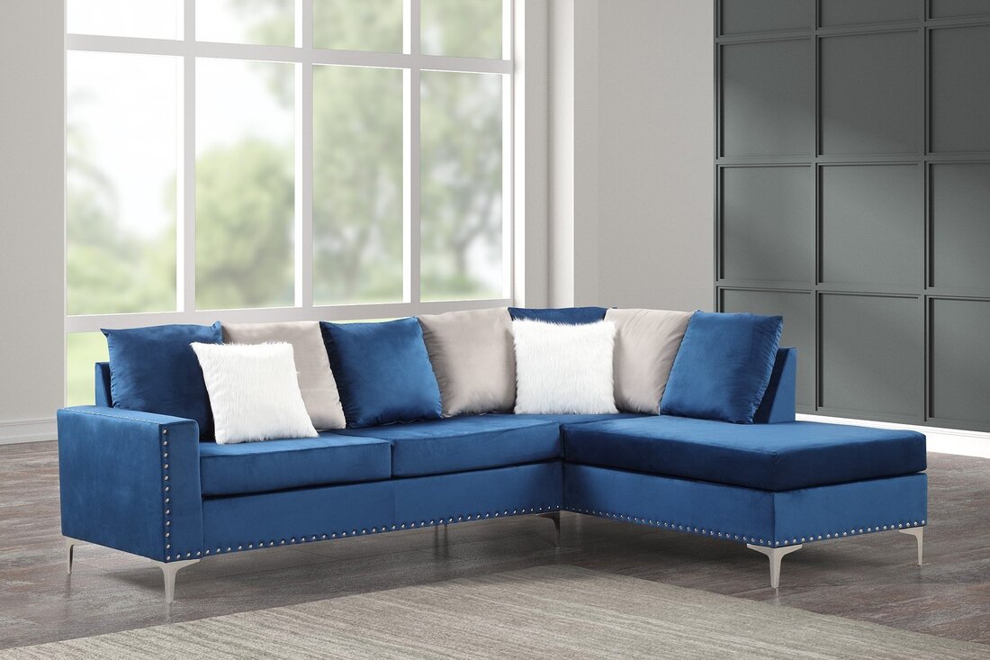 Cindy2 Blue Velvet Reversible Sectional