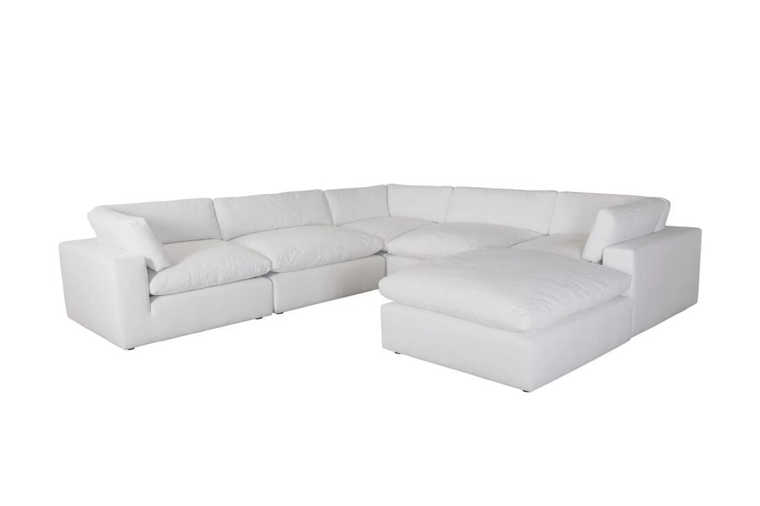 XL Cloud White Sectional with Ottoman