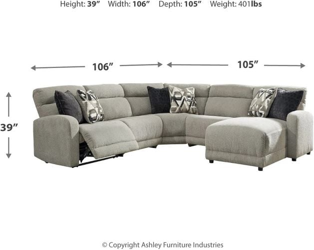 Colleyville 5pc RAF POWER Reclining Sectional with Chaise In Stone 54405