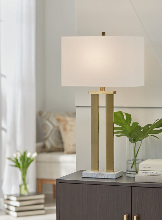 Coopermen Gold Finish/White Table Lamp L204534