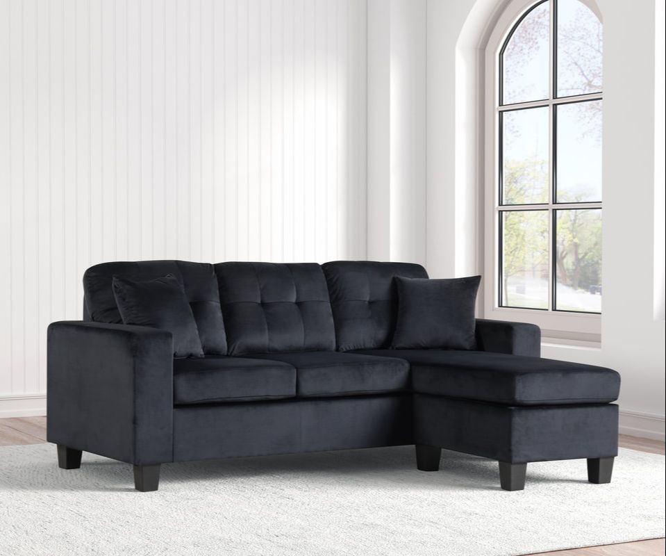 Cris Black Velvet Reversible Sectional