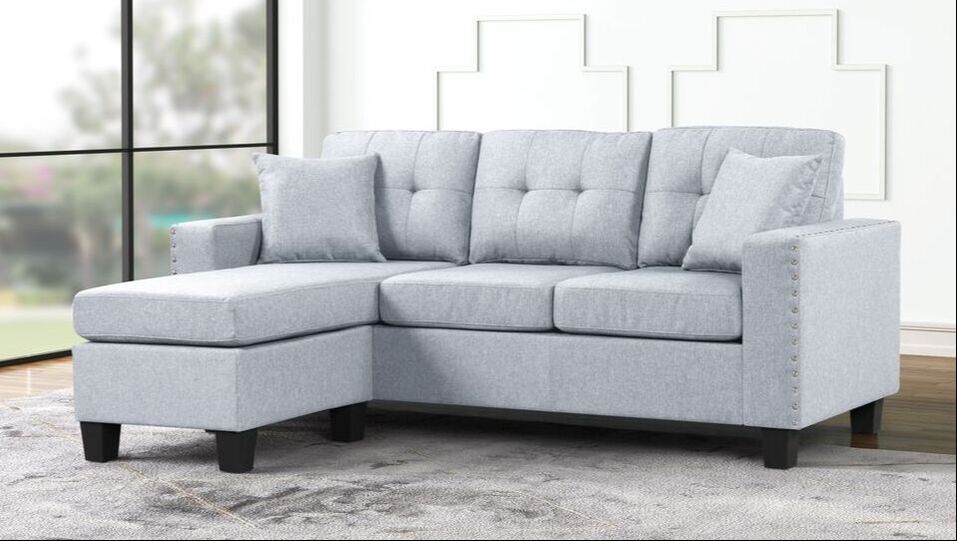 Cris Light Grey Linen Reversible Sectional