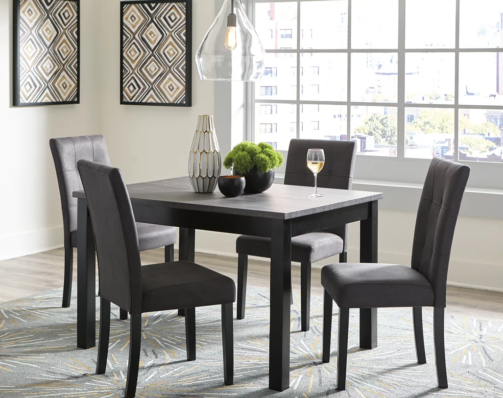 5pc Black/Grey Dining Room Set  D200