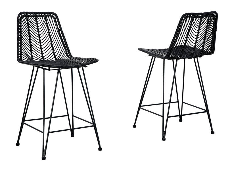 Angentree Black Counter Height Barstool, Set of 2 D434