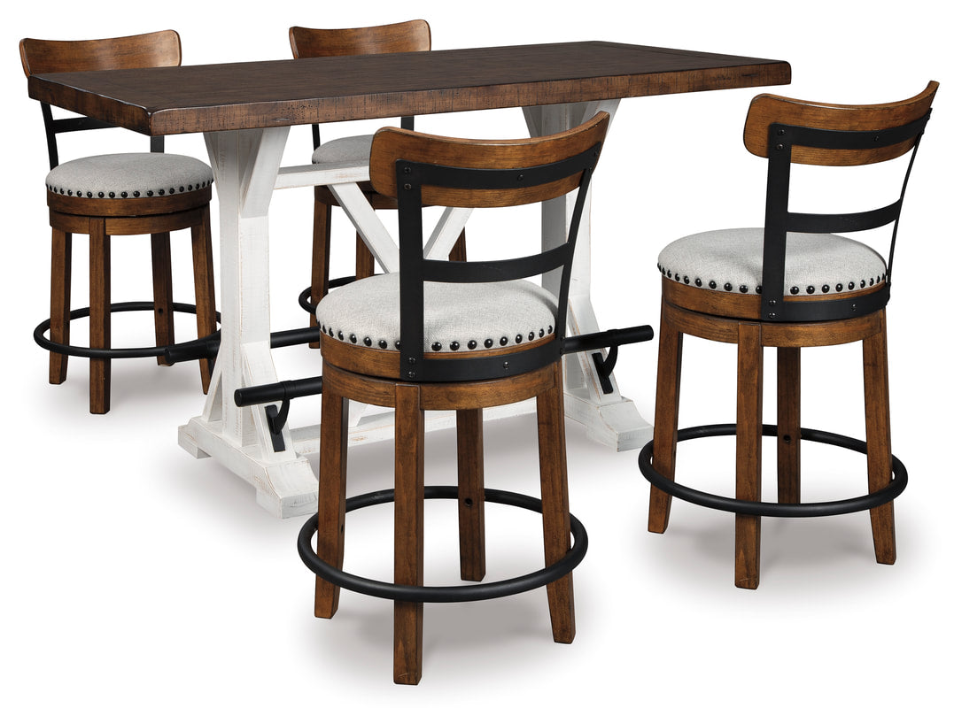 Valebeck Counter Height Dining Table and 4 Barstools in Brown D546-424