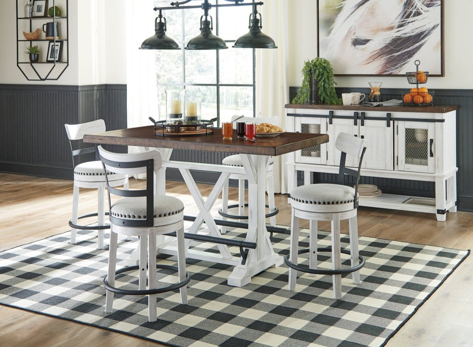 Valebeck Counter Height Dining Table and 4 Barstools in White D546-524