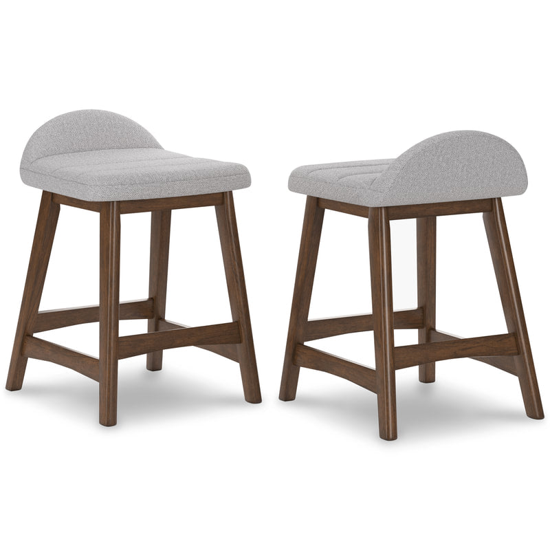 Lyncott Grey/Brown Counter Height Barstool, Set of 2 D615