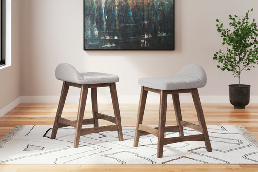 Lyncott Grey/Brown Counter Height Barstool, Set of 2 D615