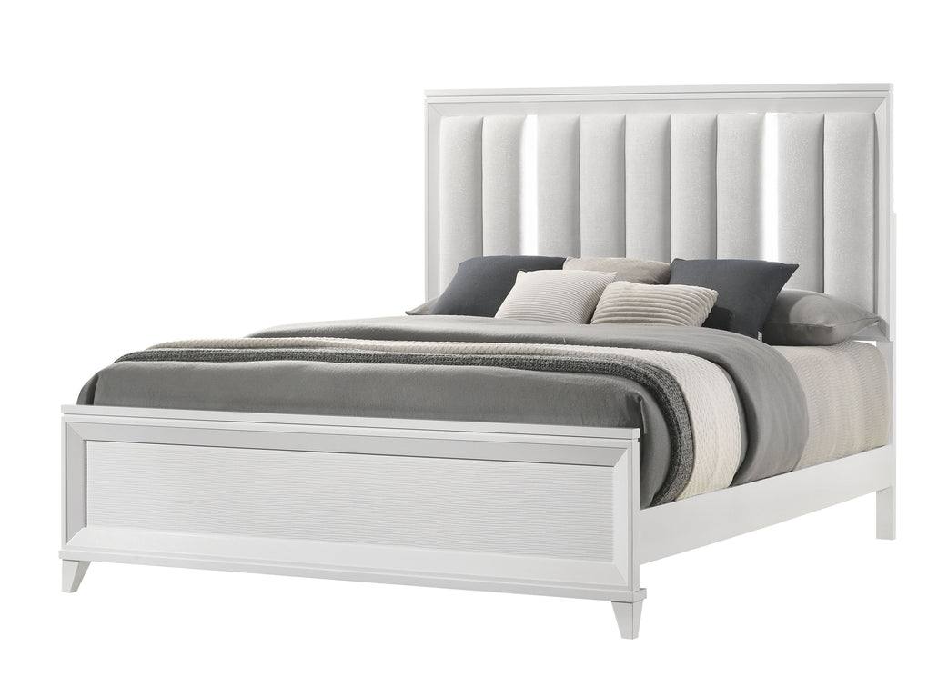 Cressida White LED Upholstered Panel Bedroom Set B7300