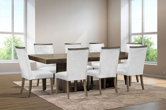 White/Brown 9pc Dining Room Set D902