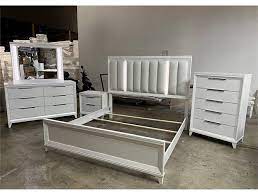 Cressida White LED Upholstered Panel Bedroom Set B7300