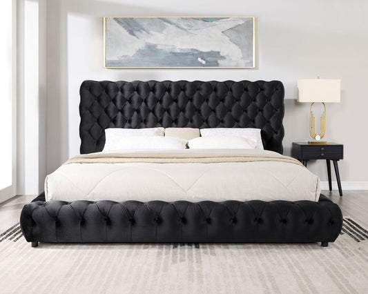 Dream Black Velvet Queen Platform Bed