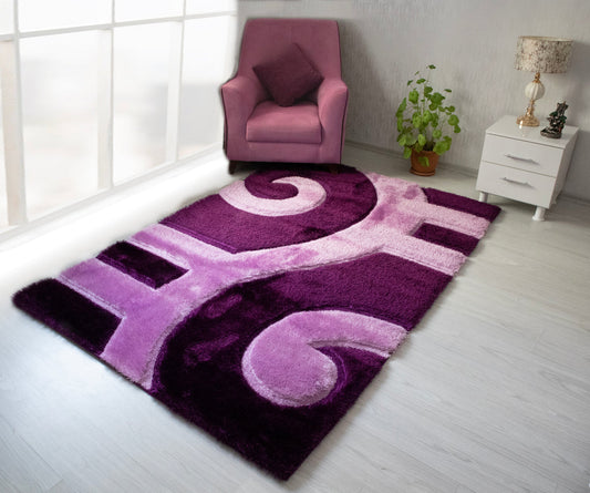 3D Shaggy PURPLE Area Rug - 3D666. 5X7