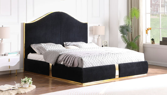 Lena Black Fabric King Platform Bed B908