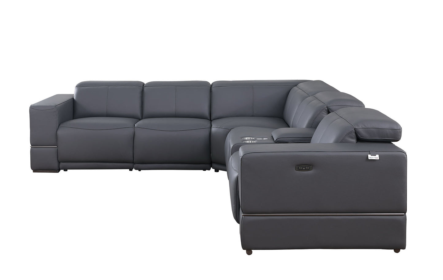 Franco Dark Grey 6pc 2-POWER Reclining Sectional MI-1122