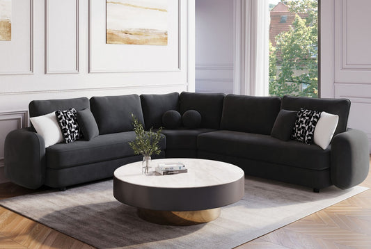 Cielo Black Fabric Sectional S2040