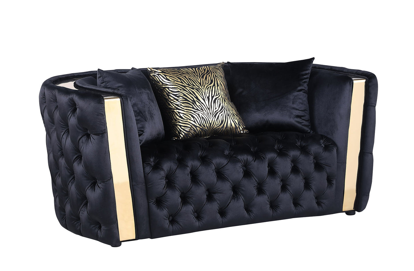 Roka Black Velvet Sofa and Loveseat S8290