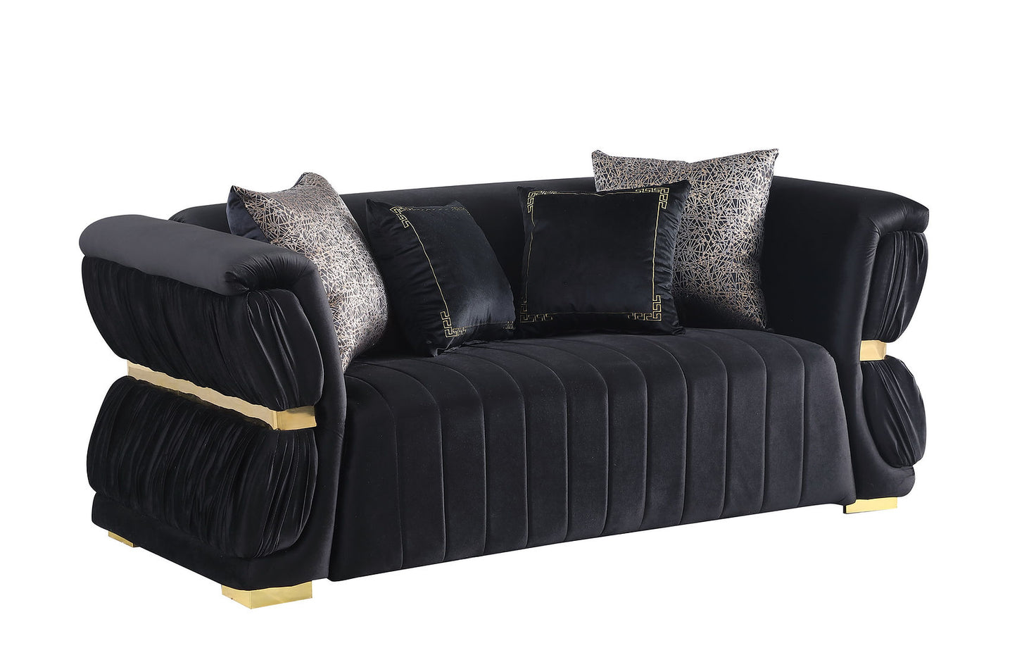 Anna Black Velvet Sofa And Loveseat S2003