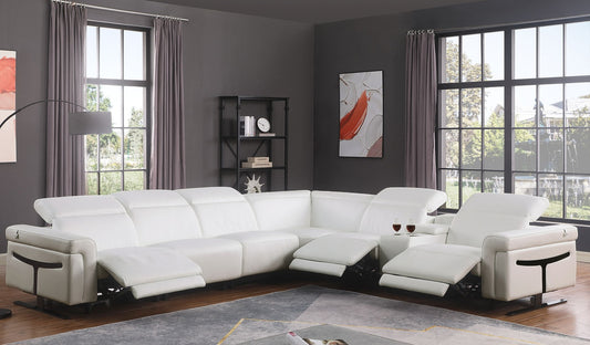 Lucca White 7pc 3-POWER Reclining Sectional MI-1110