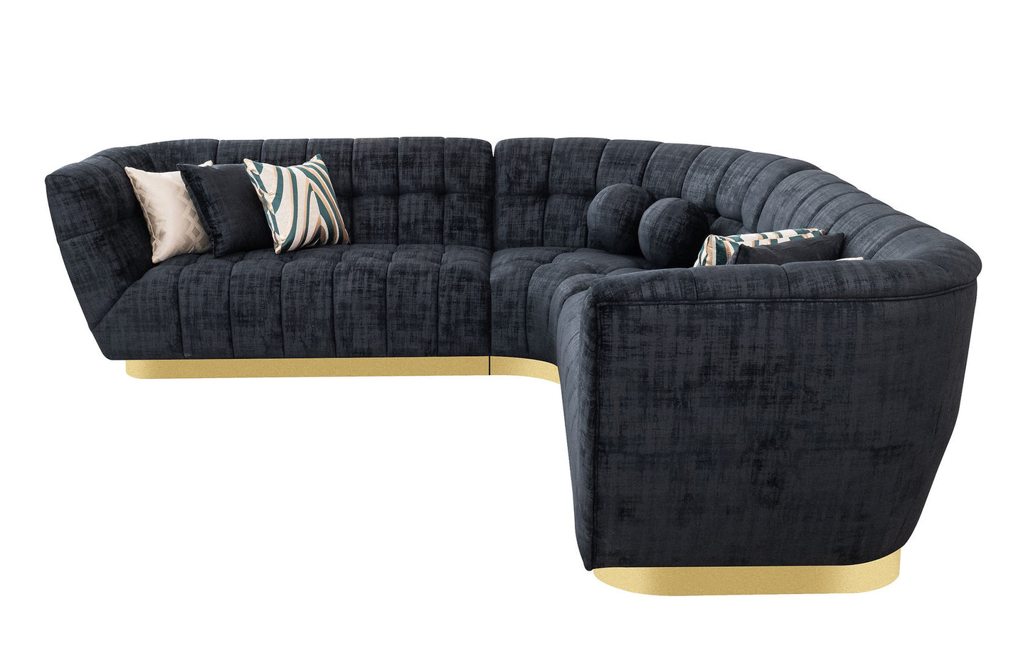 Rosa Black Premium Fabric Sectional S2030