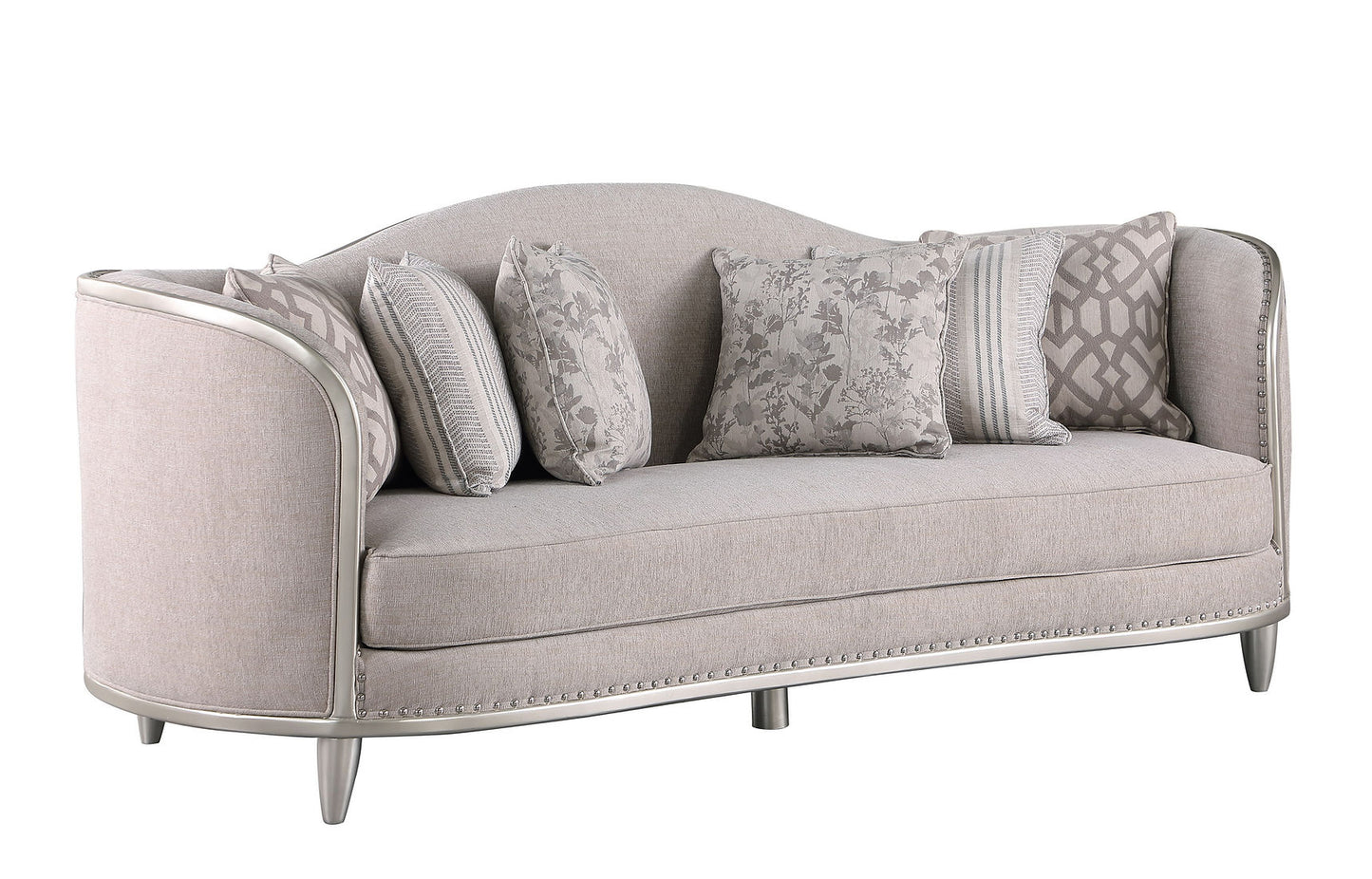 Bellisimo Light Grey Velvet Sofa, Loveseat and Chair S6226