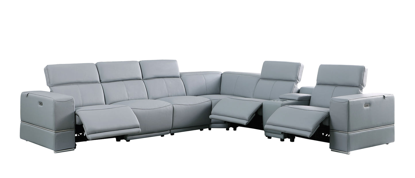 Franco Blue  6pc 2-POWER Reclining Sectional MI-1122