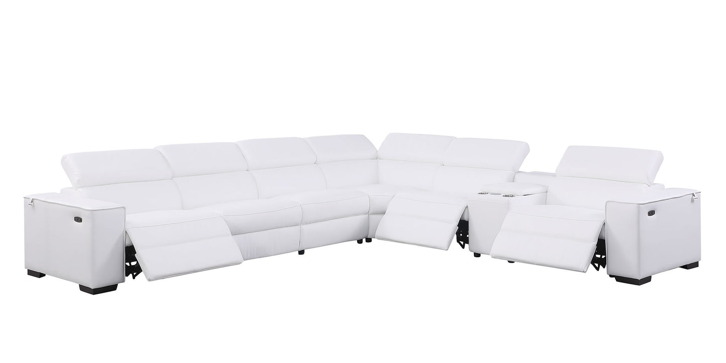 Picasso White 3 POWER  Leather Match 7pc Sectional  MI631