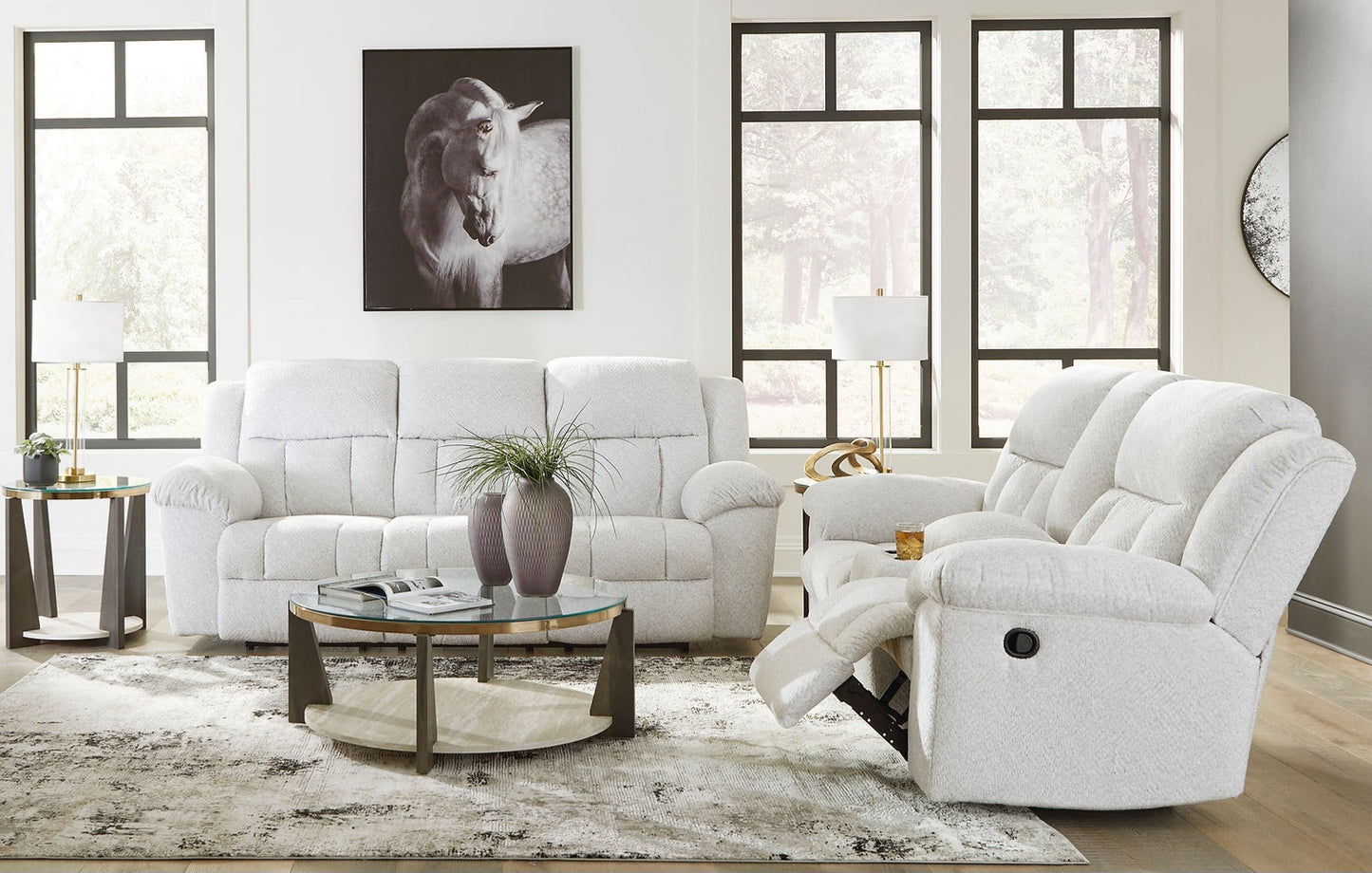 Frohn Snow Reclining Sofa and Loveseat 37405