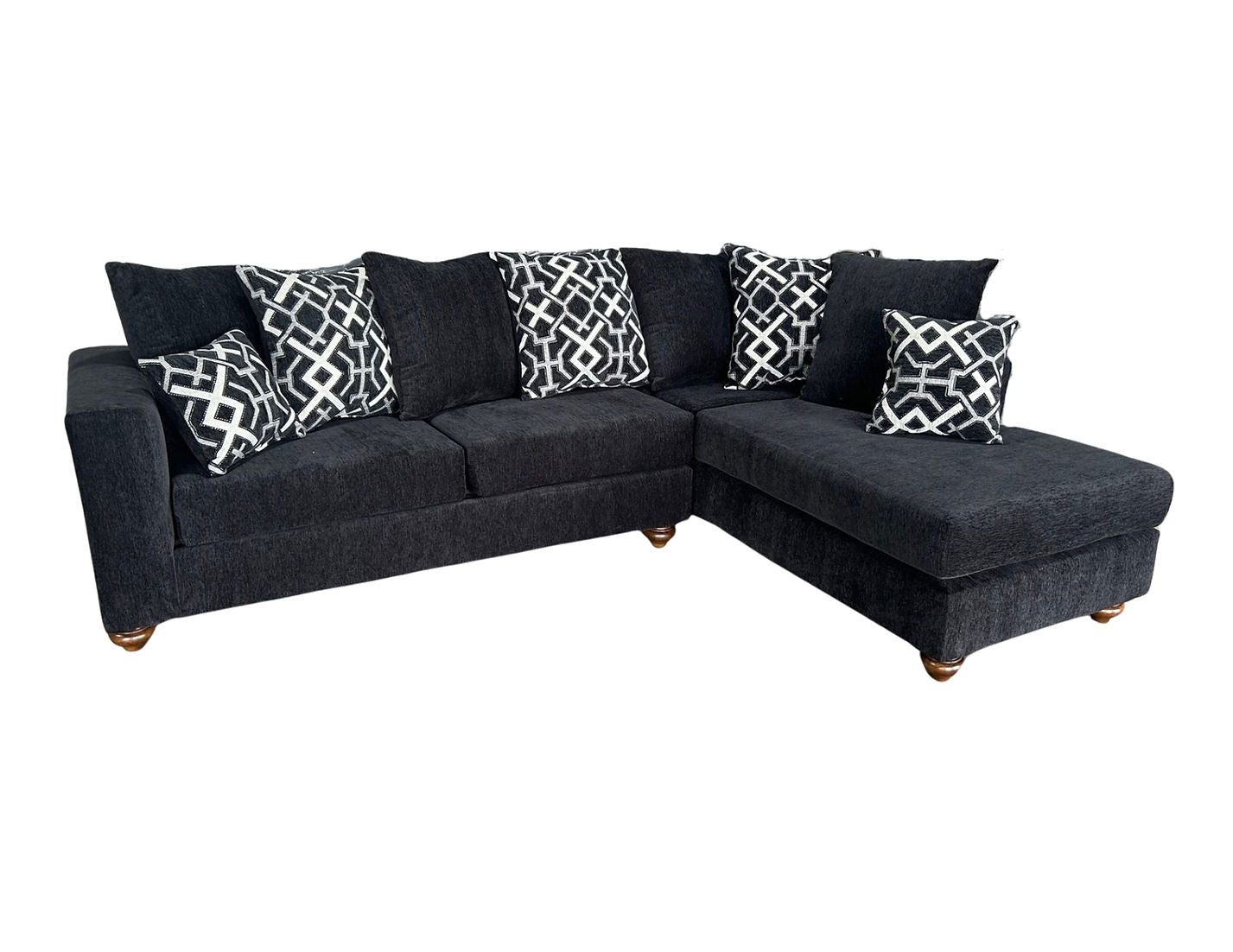 S305 Graphite Black Fabric Sectional