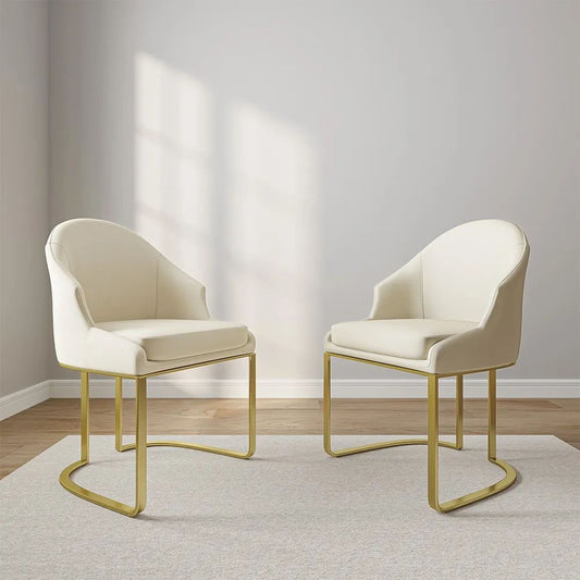 Arko Leather Beige/Gold Chair