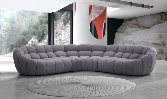 Bubbles Grey Teddy 124" OVERSIZE Sectional MI-2126