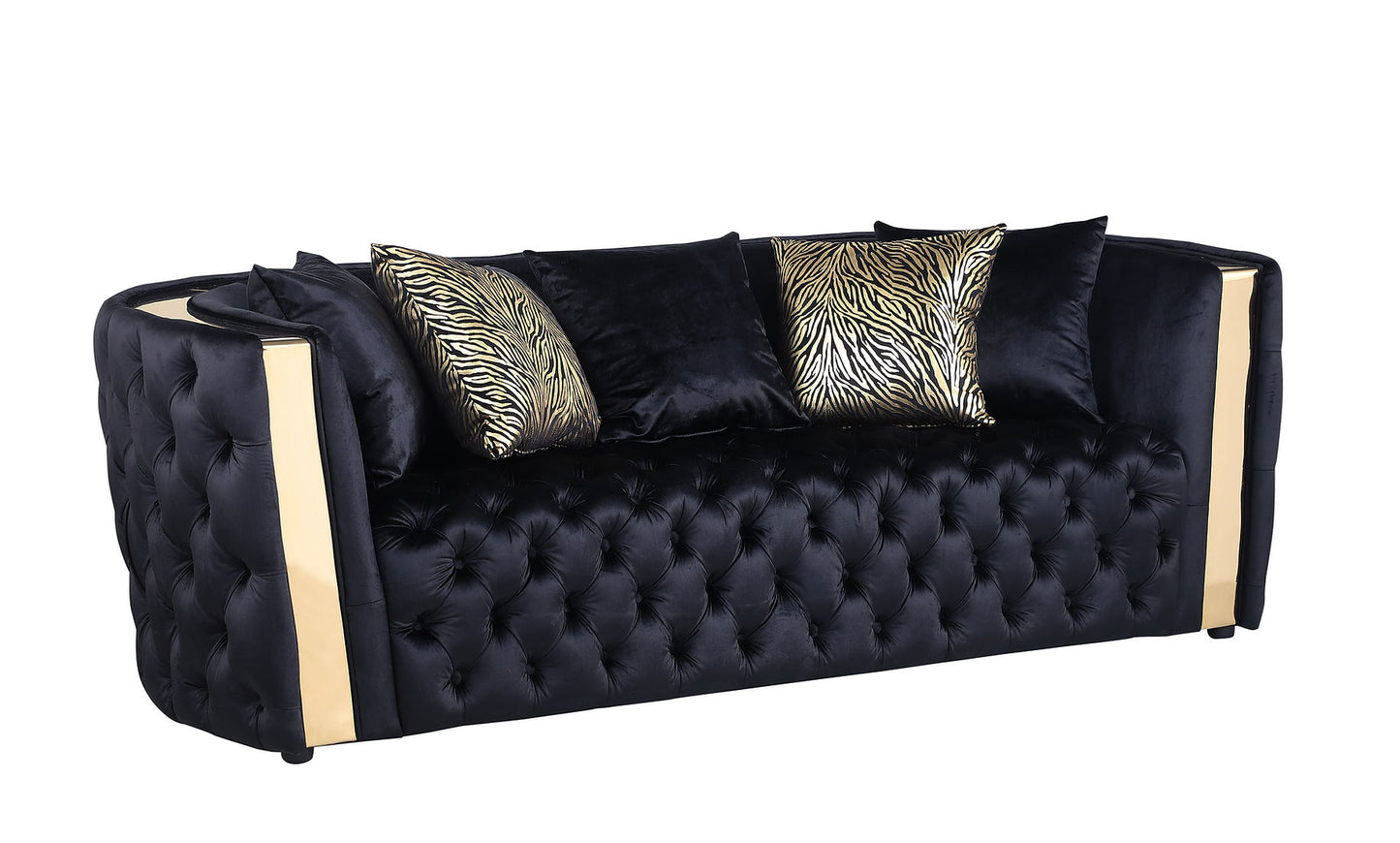 Roka Black Velvet Sofa and Loveseat S8290