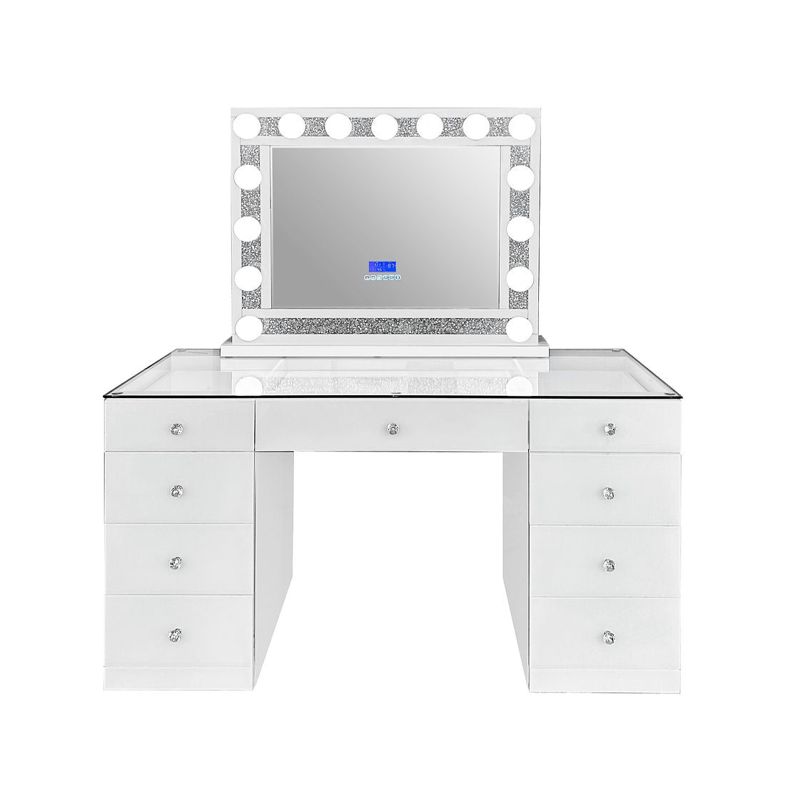 Biri White Double Drawer Vanity Set