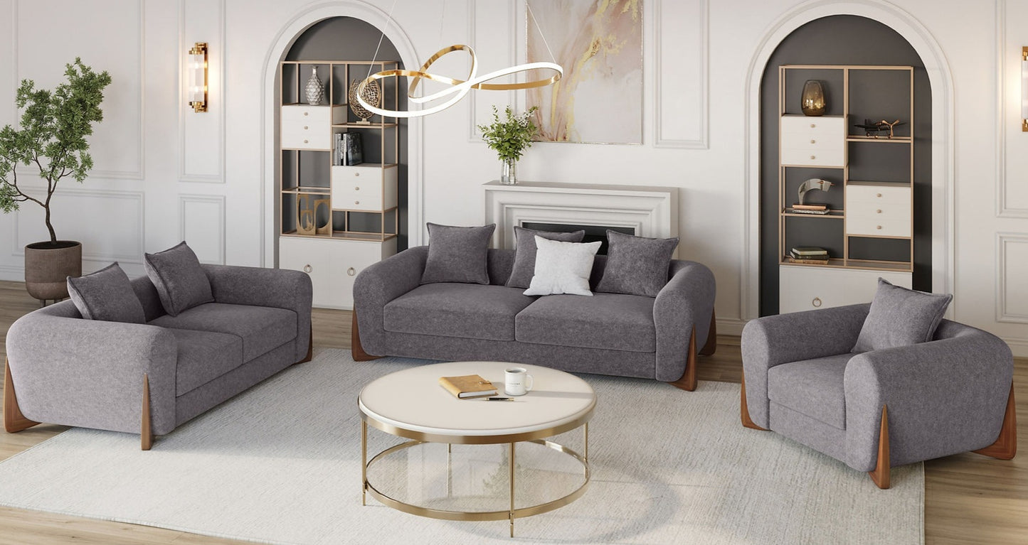 Stylus Pewter Fabric Sofa and Loveseat S4045