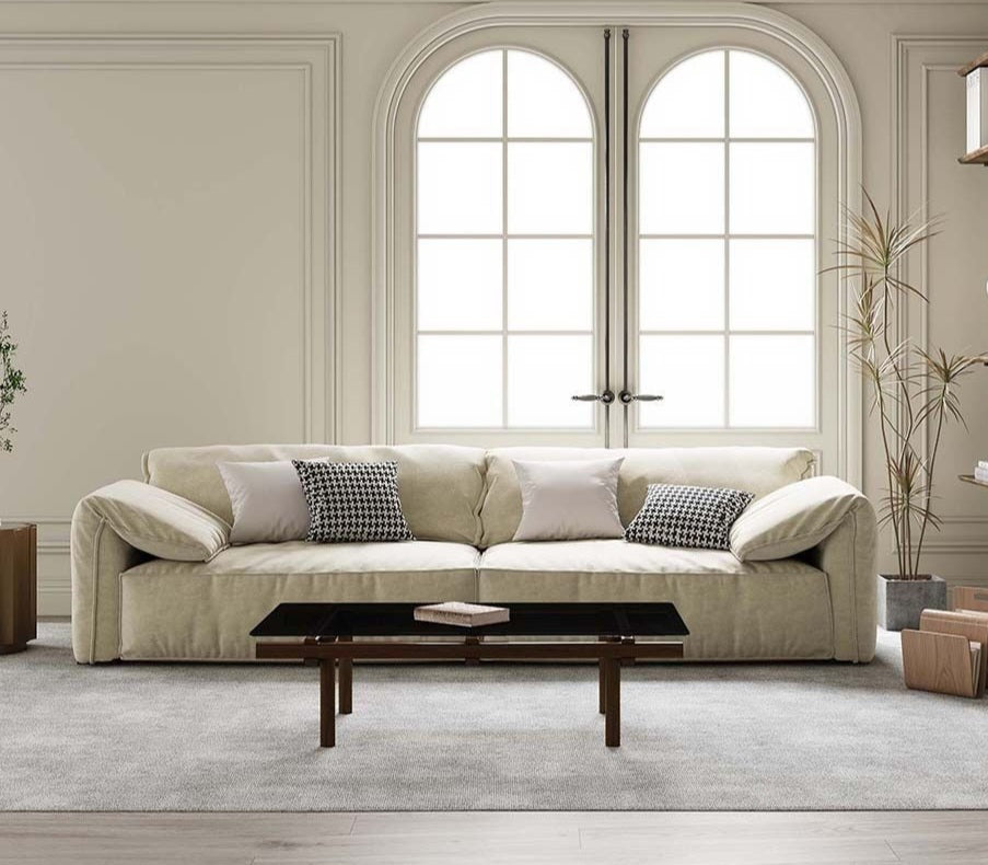 Jovi 110" Beige Fabric Sofa