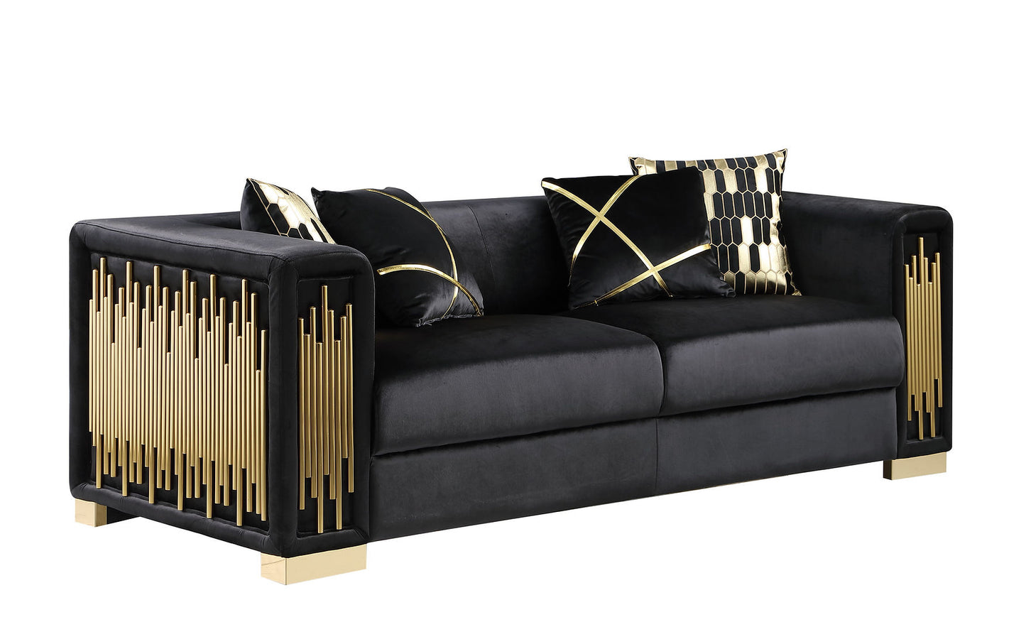 Token Black Velvet Sofa and Loveseat S6061