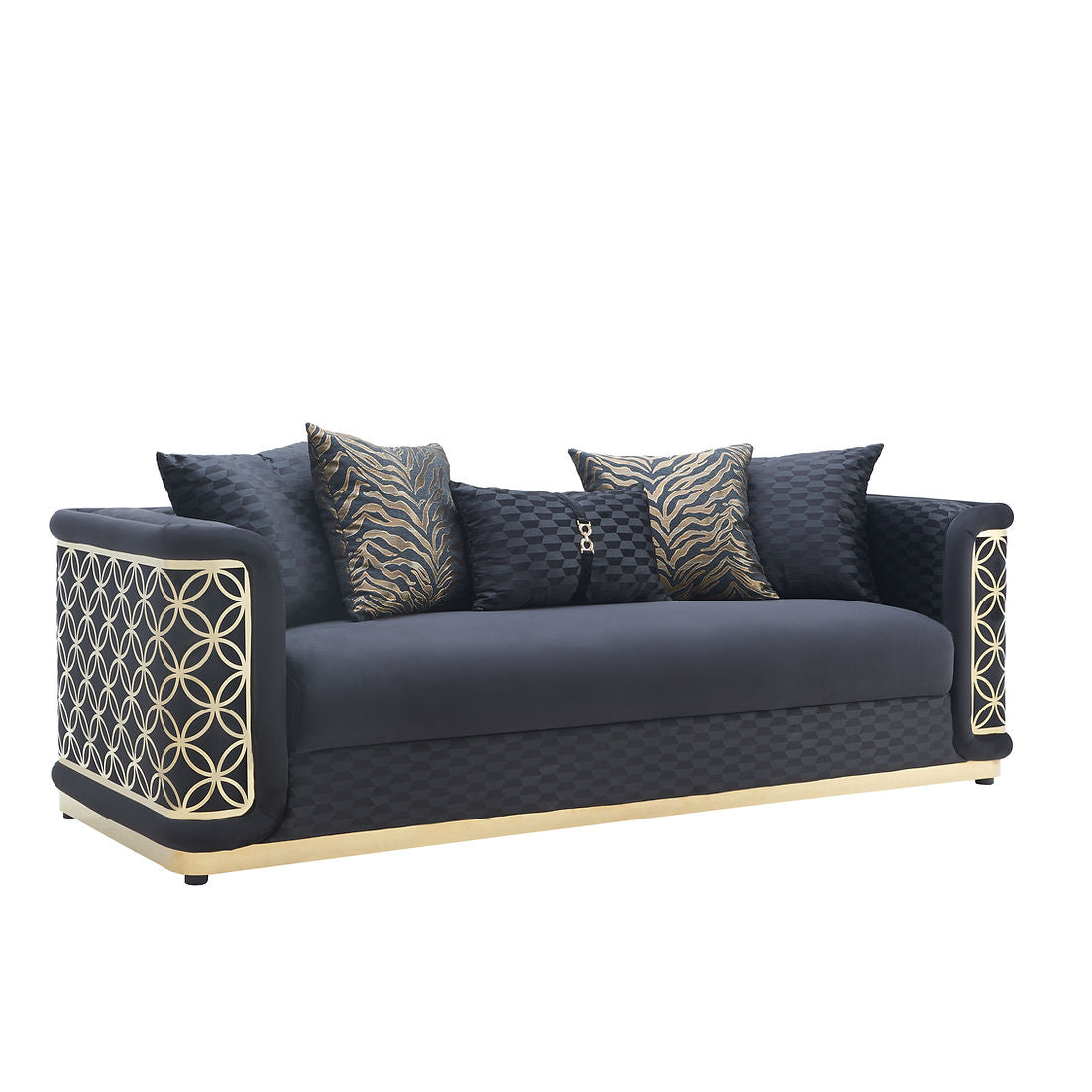 Riya Black/Gold Sofa and Loveseat S3390