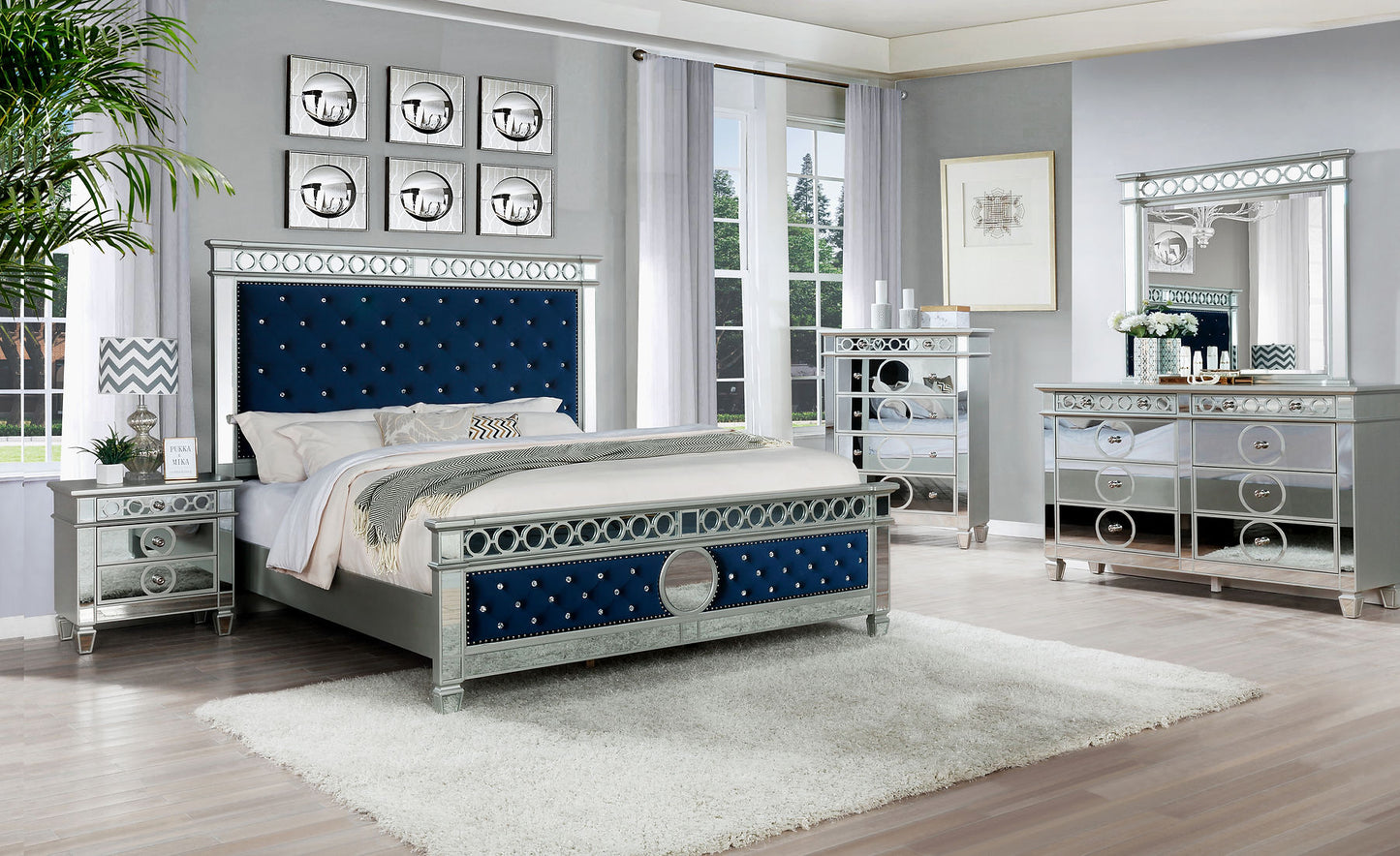 Bella Blue Velvet Bedroom Set B1852