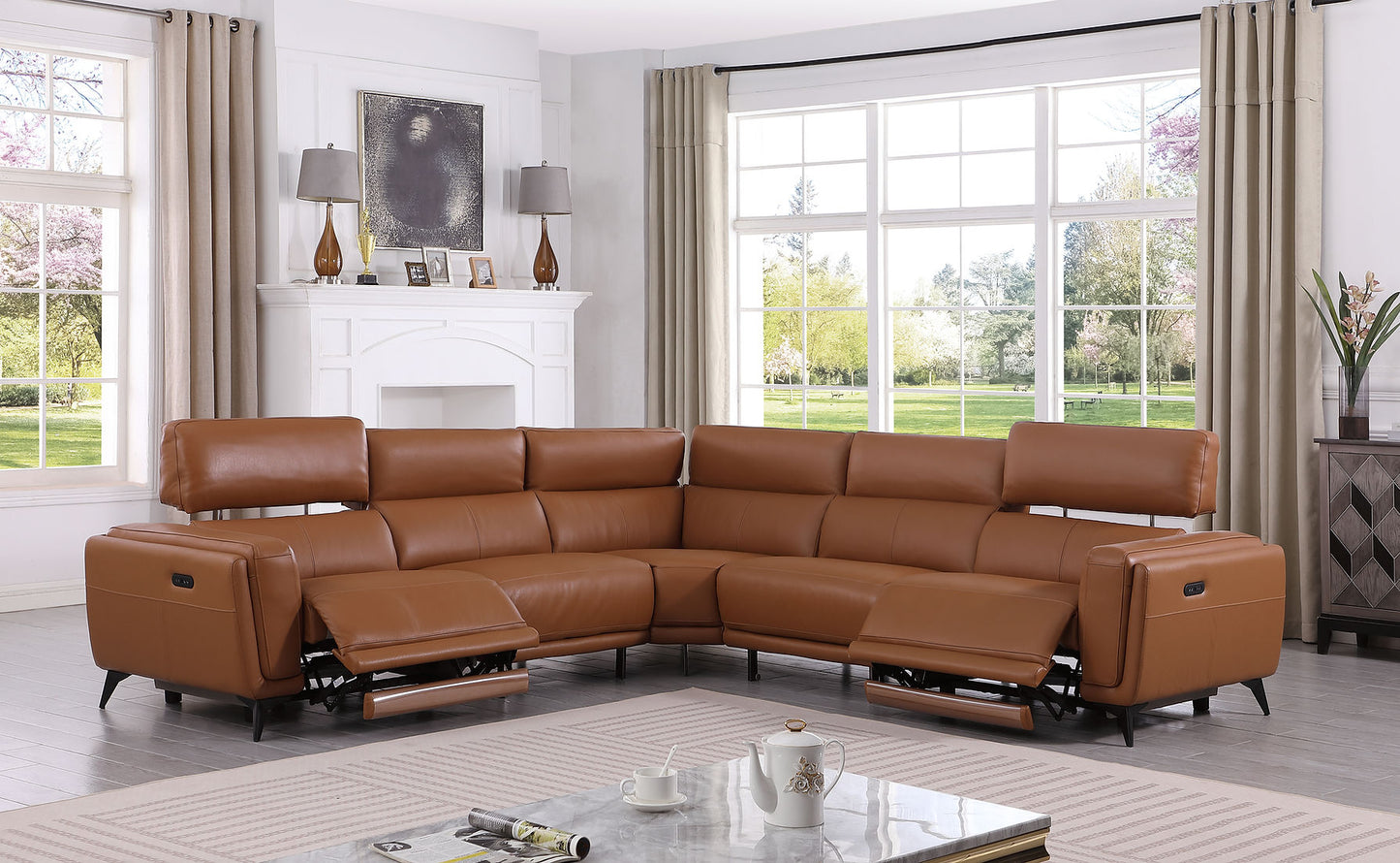 Lorenzo Camel 2-POWER Reclining Sectional MI-2311