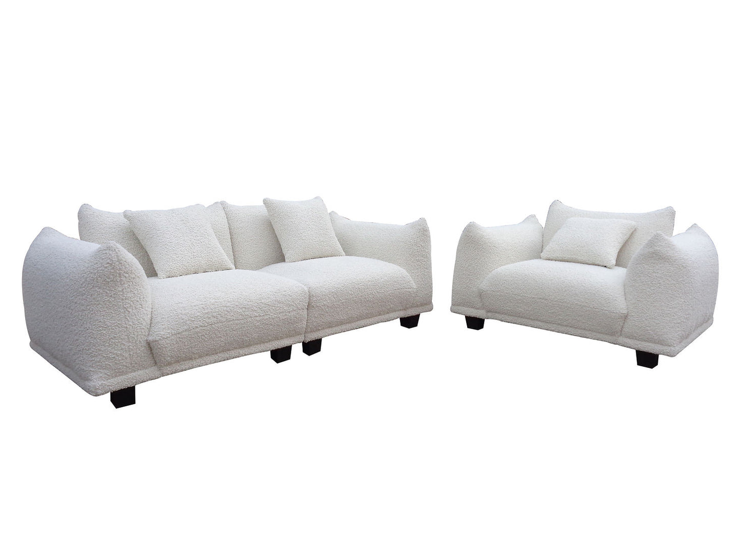 Homey White Fabric OVERSIZED Sofa & Chair S3131